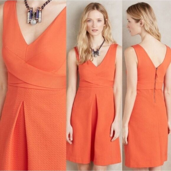 Anthropologie x HD In Paris Ardmore Cross Front V-Neck Knit Dress in Orange 10 - Picture 3 of 10